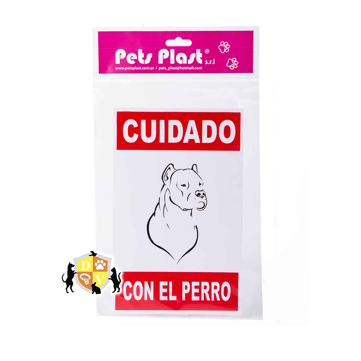 Cartel «Cuidado Con El Perro» Base Plástico P/Portones 30cmx40cm – Colorcity