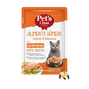 Caja Pouch Pets Class Gato Adulto Salmon Rosado 12u.
