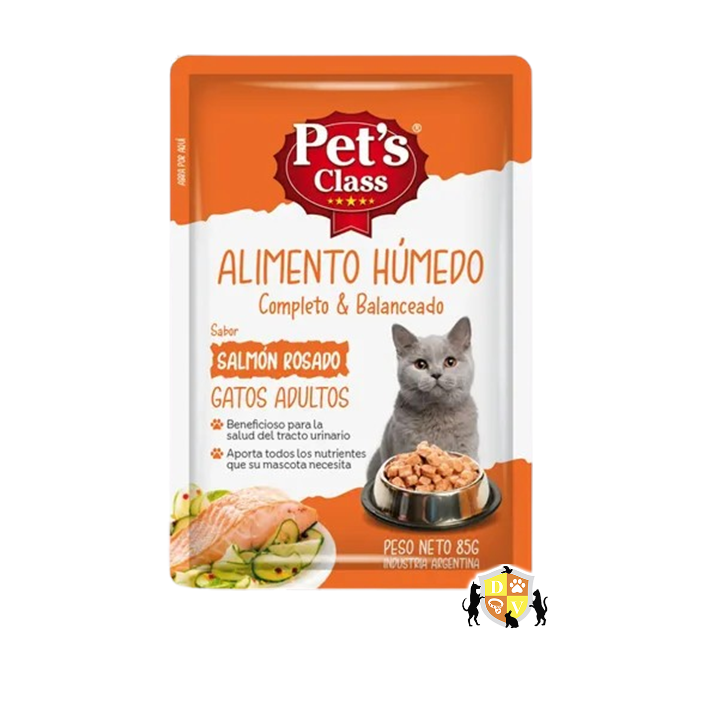 Caja Pouch Pets Class Gato Adulto Salmon Rosado 12u.