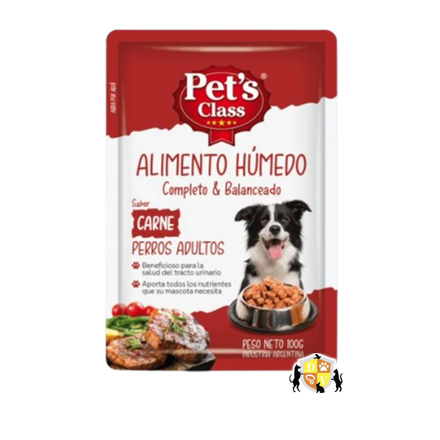 Caja Pouch Pets Class Perro Adulto Carne 12u.
